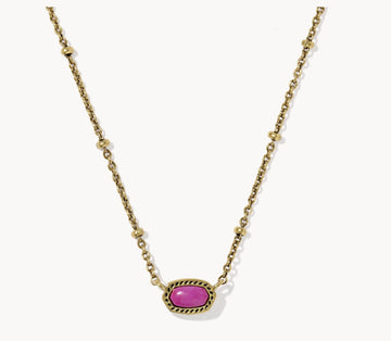 KENDRA SCOTT- Mini Elisa Satellite Necklace in Vintage Gold Dark Fuchsia Variegated